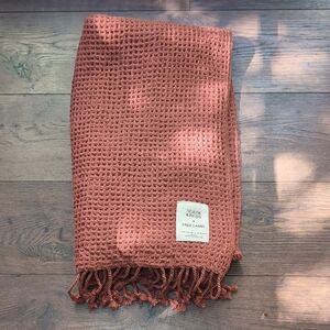 Free Label Wool Waffle Knit Scarf/Blanket